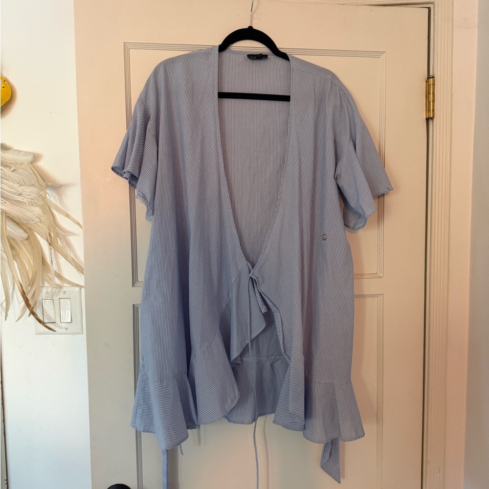 Topshop Light Blue Striped Blouse